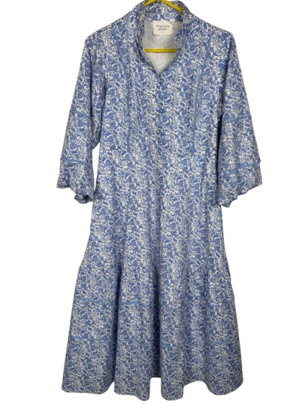 Hyacinth House Dress Womens S MIdi Baby Blue Ditsy Floral Hillsborough Cotton - Picture 2 of 6